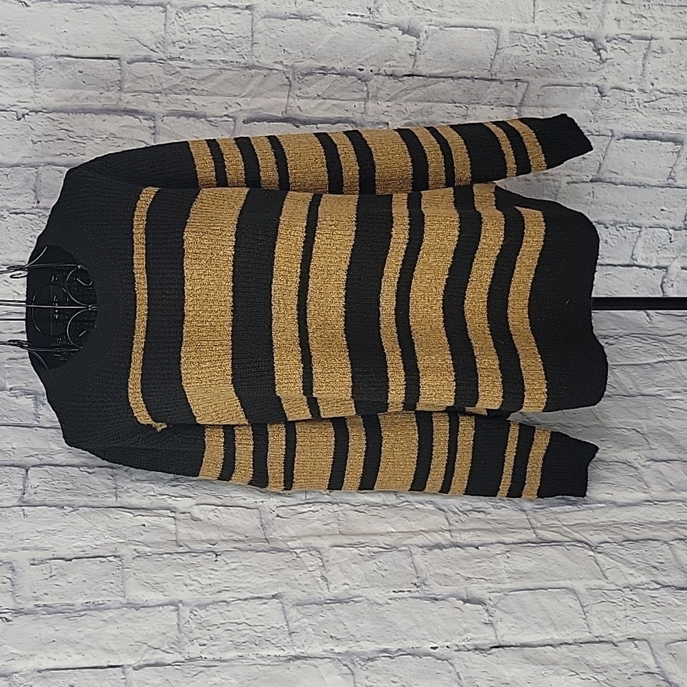 VERA MODA Black and Tan Striped Sweater Medium